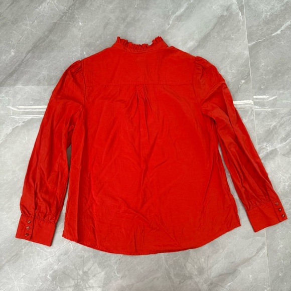 Women’s Merona Target Ruffle Neck Button Tie Long Sleeve Shirt Large - Picture 10 of 16